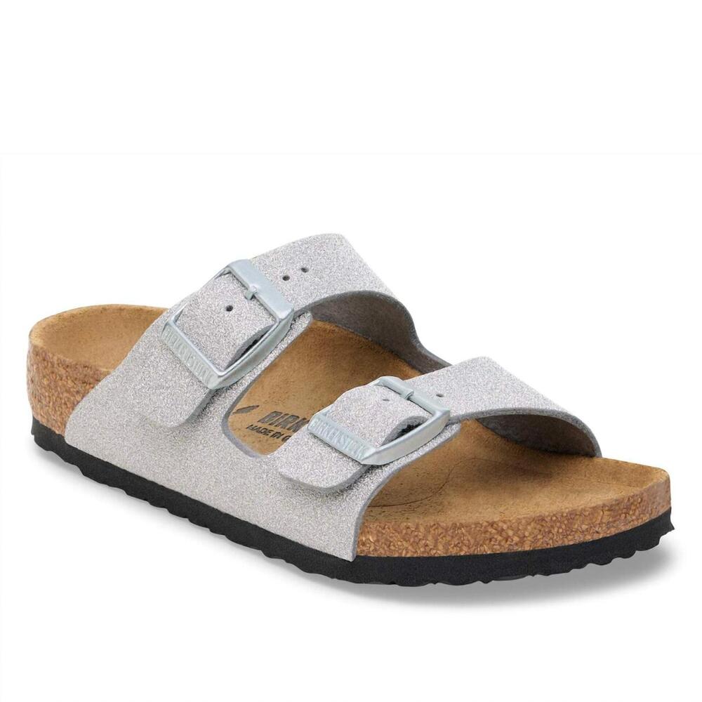 NEW BIRKENSTOCK kids arizona sandals in glitter silver